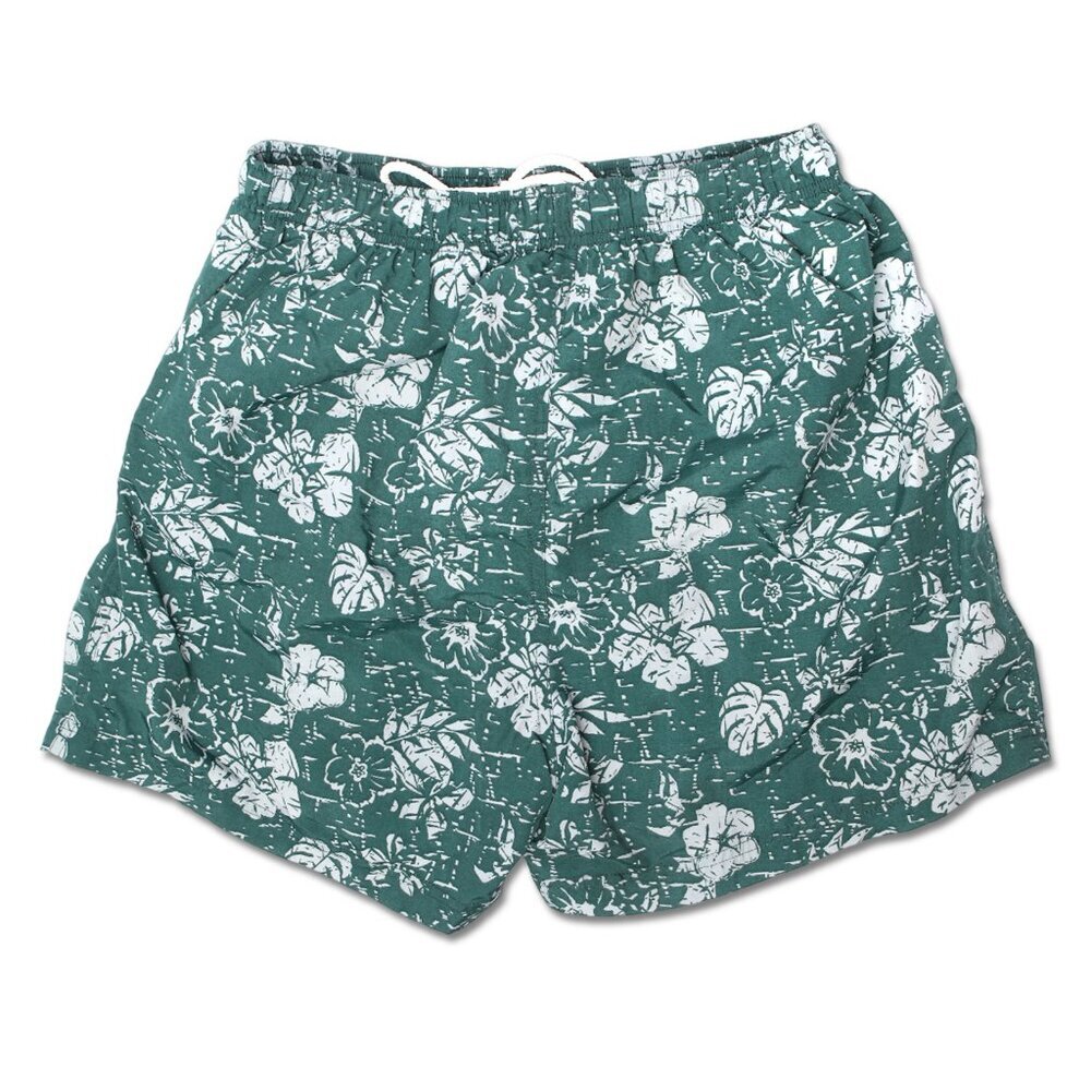 Vintage 90s Athletic Works Mens Swim Trunks Shorts Tropical Hawaiian Green White